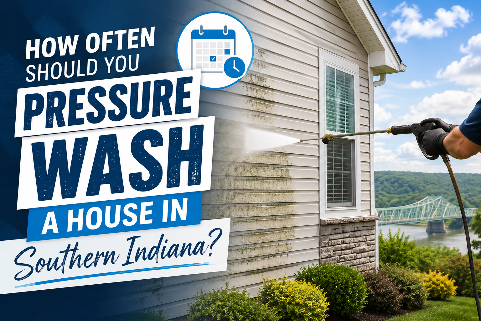 How often should you pressure wash a house in Southern Indiana - professional soft washing dirty siding